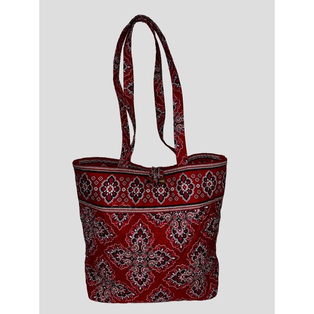 Vera Bradly "Vera Frankly Scarlet" Floral Pattern Red Tote Shoulder Bag Purse